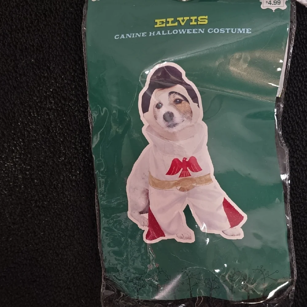 Elvis Dog Costume - White, Red, and Gold